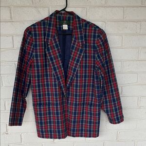 Vintage Orvis Classic Red & Blue Plaid Blazer 16